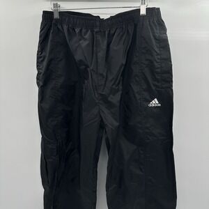 VTG Adidas Track Pants Mens XL Black Y2K Baggy Wide Leg Windbreaker Leg Zipper